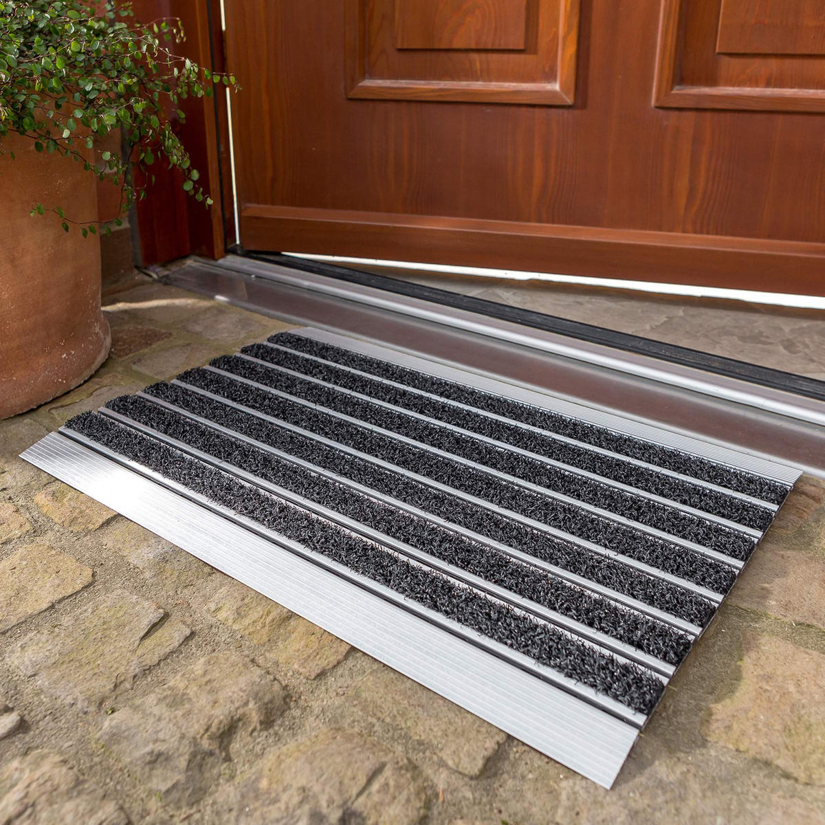 ALUMINIUM-FUSSMATTE FÜR DEN AUßENBEREICH ELEGANT MAT - Anthrazit, Metall (40/60cm) - Astra