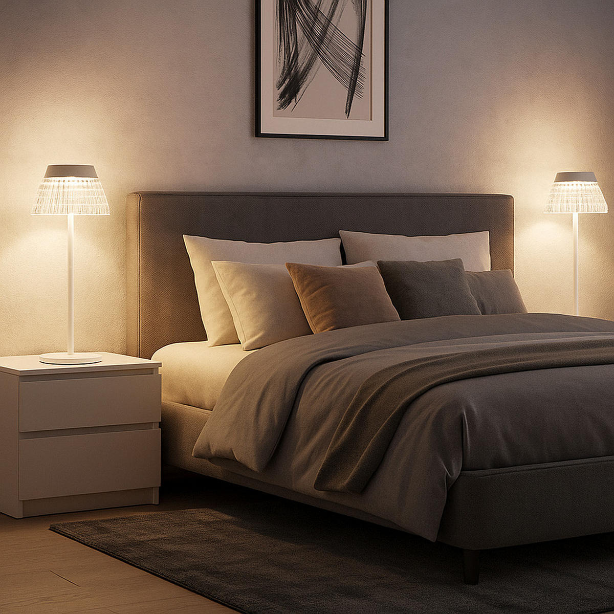 LED TISCHLEUCHTE Lora Weiß Acrylkristalle - Weiß, Metall (13.5/13.5/38cm) - Globo Lighting