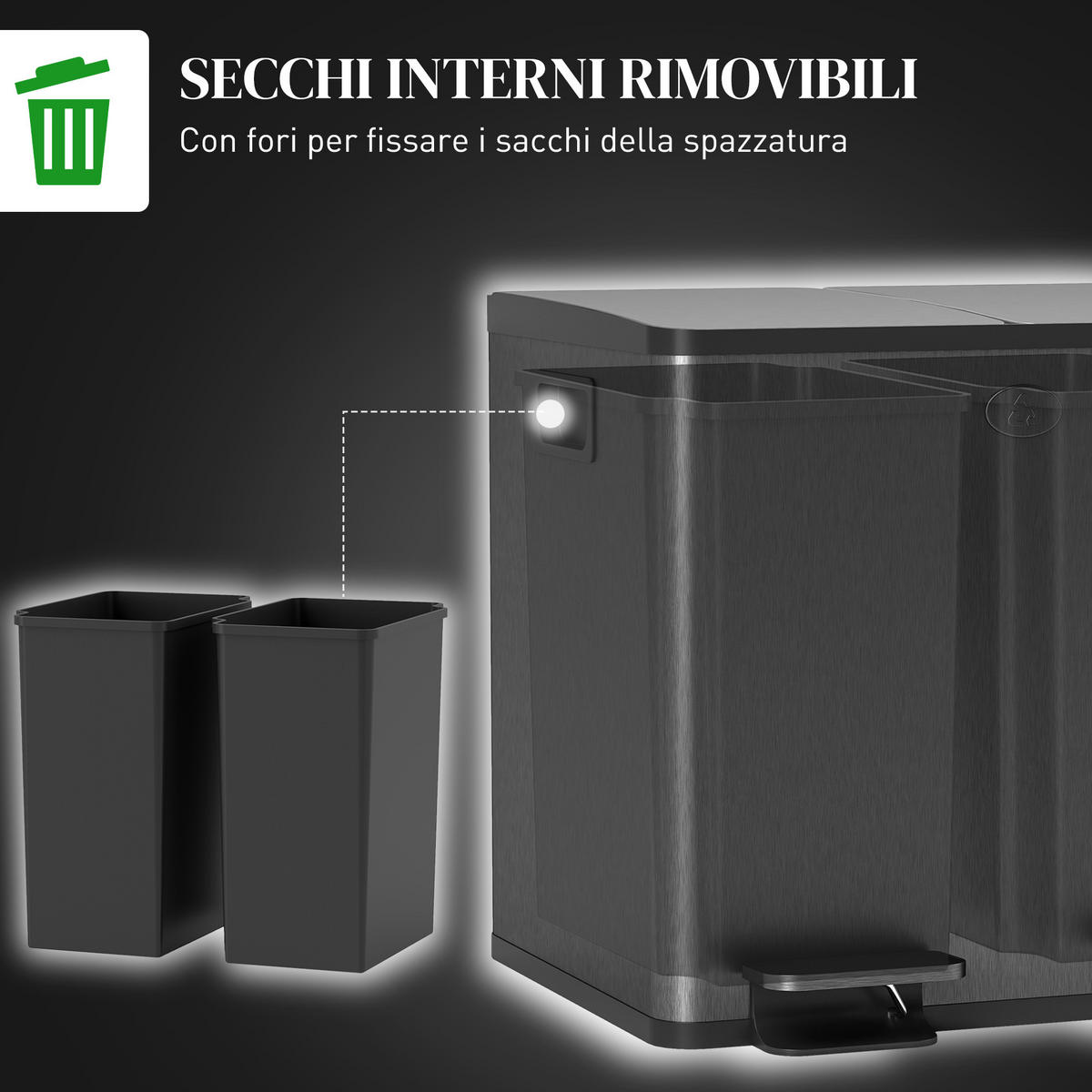 ABFALLEIMER Schwarz 1 Stück - Schwarz, Kunststoff (36.6/43.2/41.7cm) - GiPP