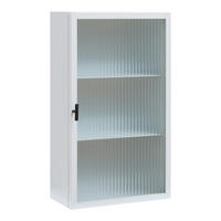 STĚNOVÁ SKŘÍŇ Zundert - bílá, kov/sklo (35/60/15cm) - [en.casa]