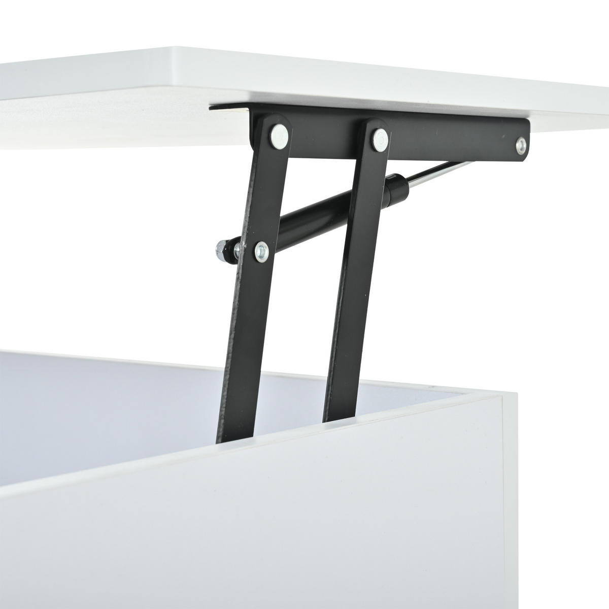 COUCHTISCH 50x100x46cm Weiß höhenverstellbar mit LED - Weiß, Holzwerkstoff (100/50/46cm) - FLIEKS
