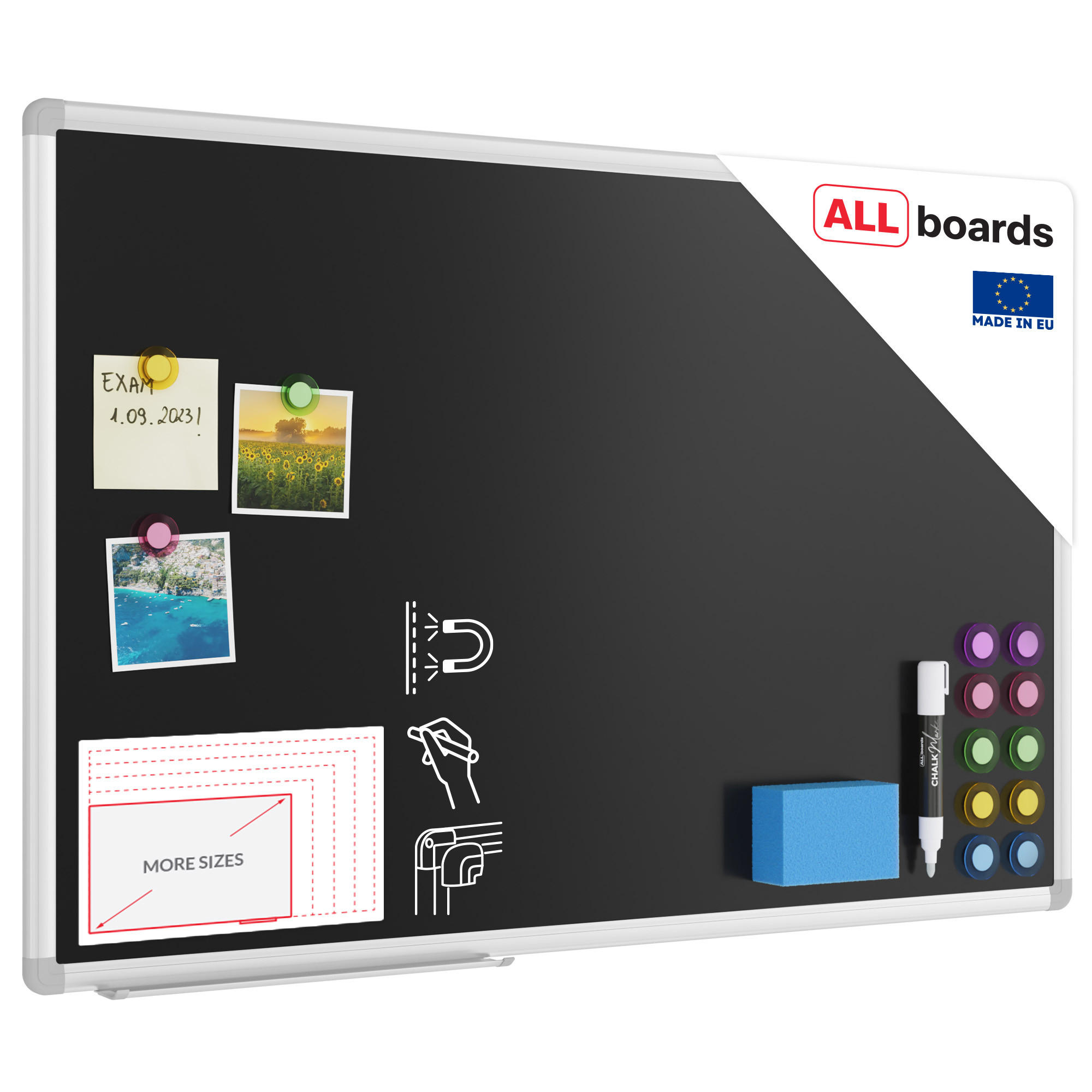 KREIDETAFEL mit Alurahmen Premium EXPO 90x60cm - Multicolor, Metall (90/60/1.6cm) - ALLboards