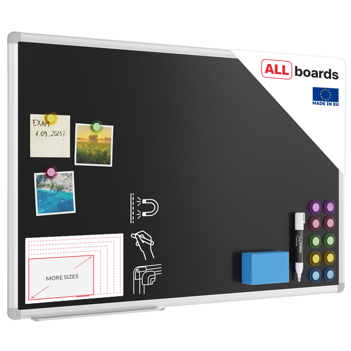 KREIDETAFEL mit Alurahmen Premium EXPO 90x60cm - Multicolor, Metall (90/60/1.6cm) - ALLboards