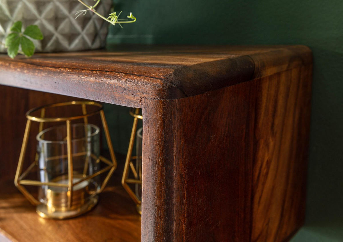 WANDREGAL Set Sheesham 45x20x30 walnuss gewachst TORONTO #242 - Walnussfarben, Holzwerkstoff (45/30/20cm) - Massivmoebel24