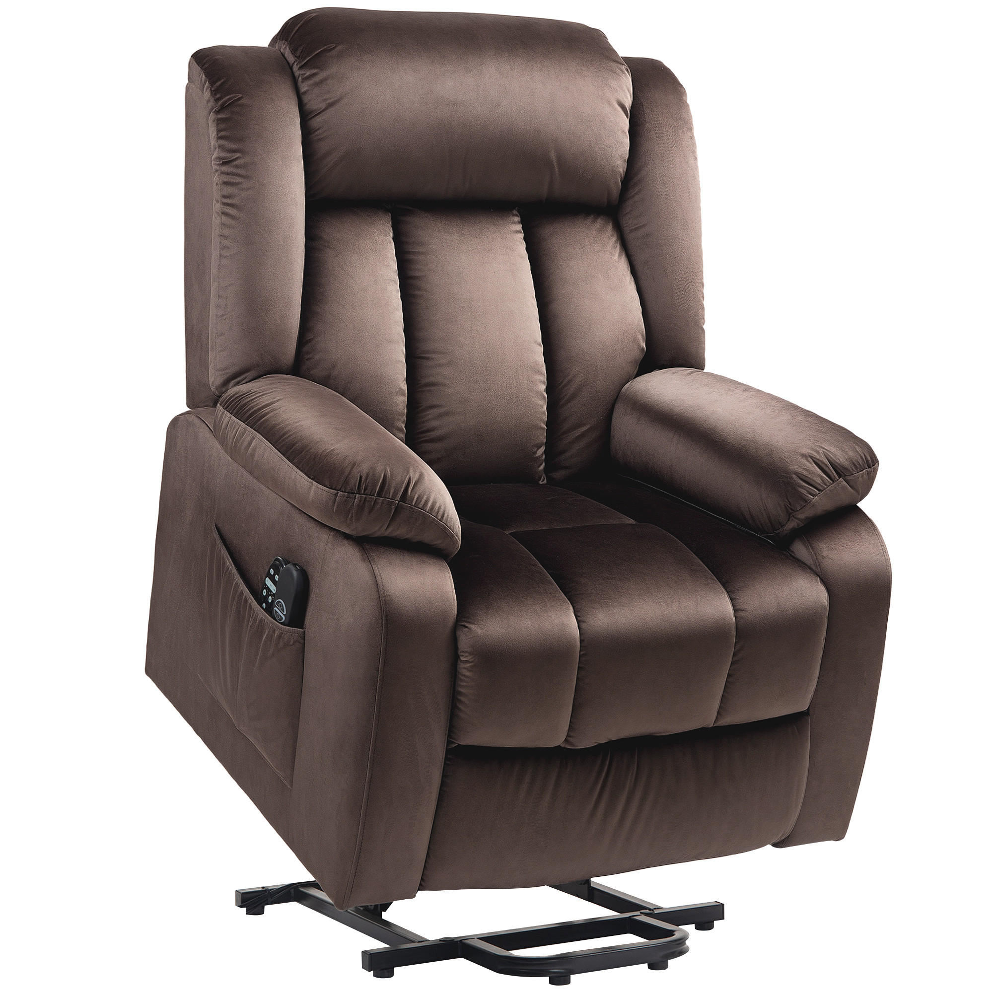 FERNSEHSESSEL mit Aufstehhilfe Relaxsessel mit Liegefunktion, Vibrationsmassage - Schwarz/Braun, Textil/Metall (88/106/95cm) - HOMCOM