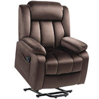 FERNSEHSESSEL mit Aufstehhilfe Relaxsessel mit Liegefunktion, Vibrationsmassage - Schwarz/Braun, Textil/Metall (88/106/95cm) - HOMCOM