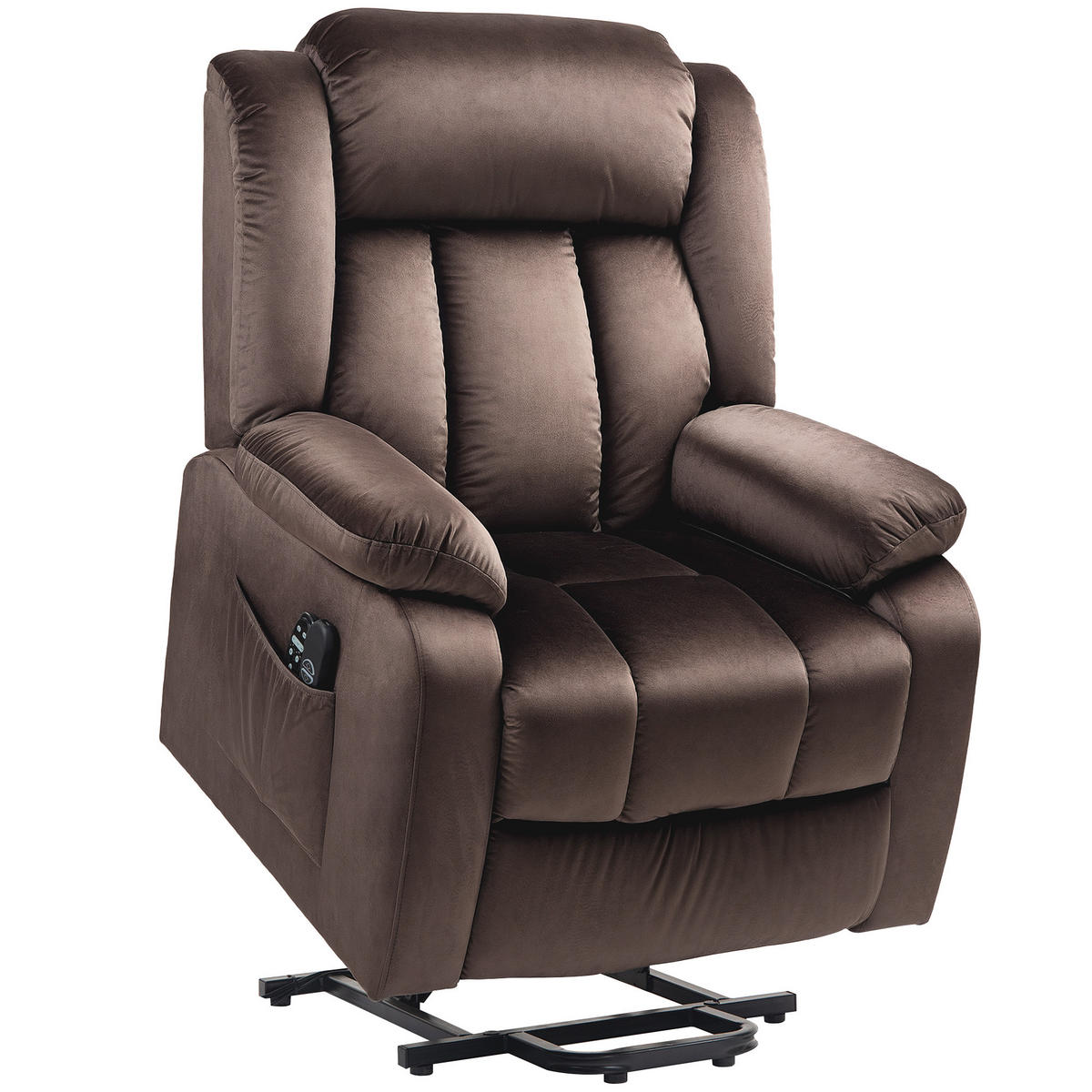 FERNSEHSESSEL mit Aufstehhilfe Relaxsessel mit Liegefunktion, Vibrationsmassage - Schwarz/Braun, Textil/Metall (88/106/95cm) - HOMCOM