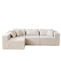 ECKSOFA 264/167/71 cm Beige Cord, 4 Sitze - Beige, Textil (167/264cm) - Oxeza