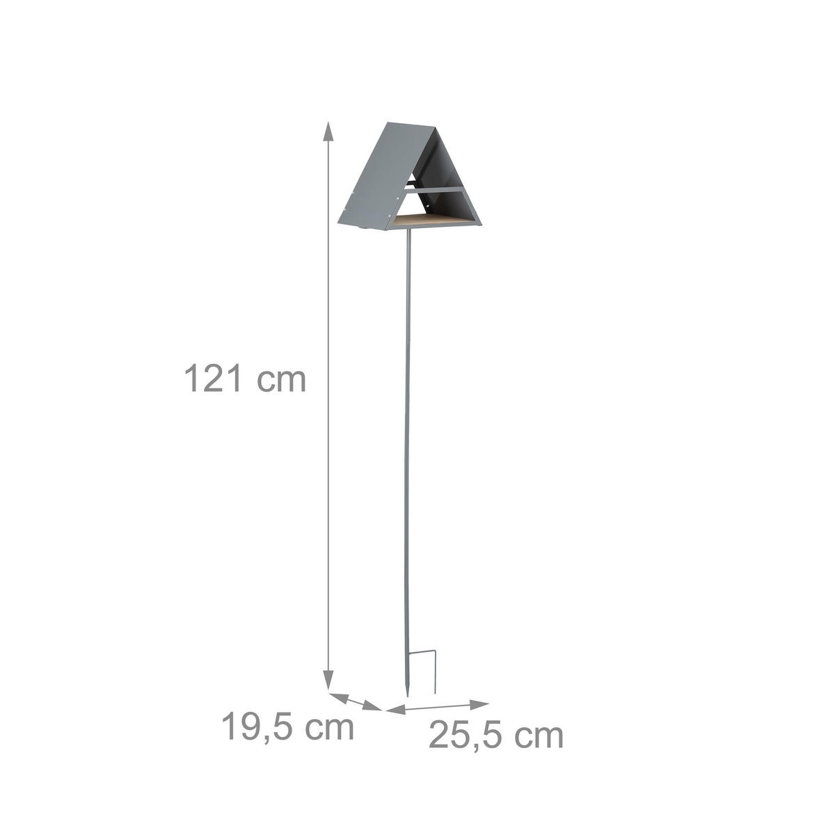 VOGELFUTTERHAUS - Grau, Holz/Metall (25.5/121/19.5cm) - Relaxdays