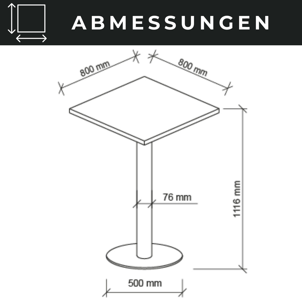 STEHTISCH eckig STH 80/80/111,6 cm in Eichefarben/Silberfarben - Eichefarben/Silberfarben, Holzwerkstoff (80/80/111.6cm) - bümö