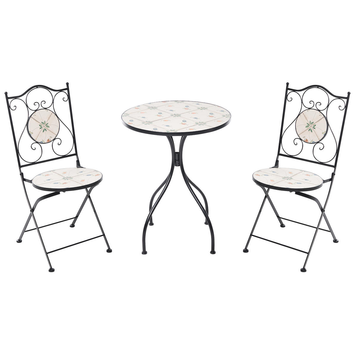 BISTRO-SET Metall Schwarz Carona - Weiß, Metall - Beliani