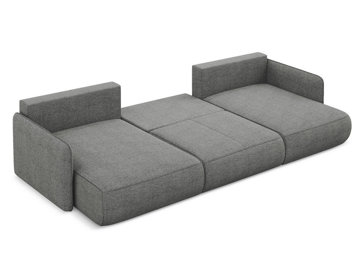 WOHNLANDSCHAFT Chenille Stoff Grau - Schieferfarben/Schwarz, Kunststoff/Textil (290/86/148cm) - Makamii