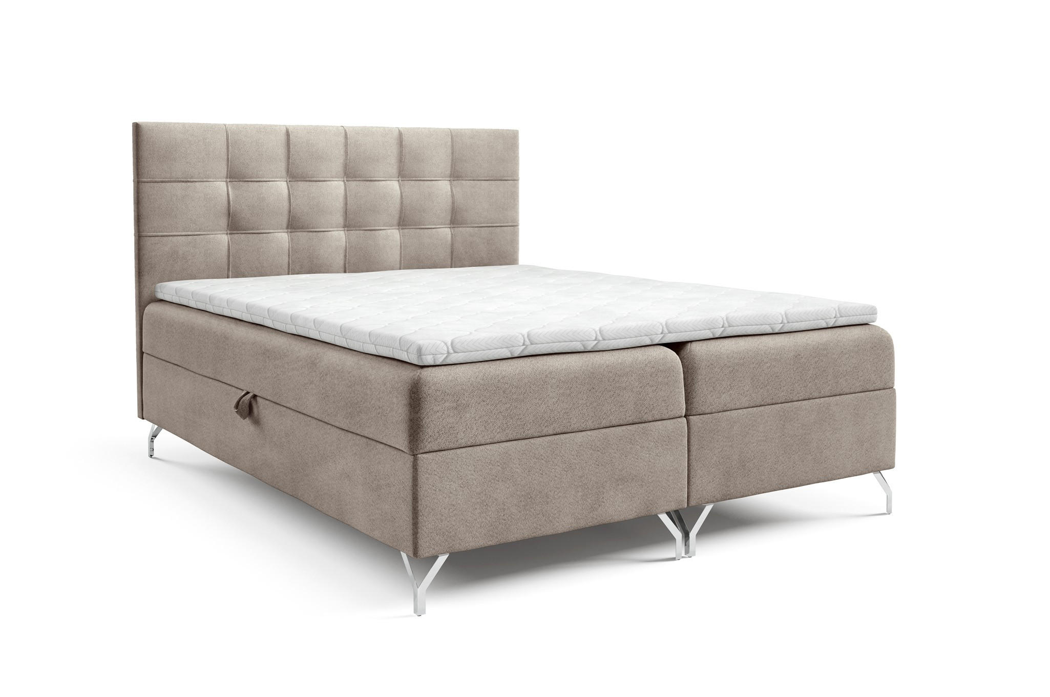BOXBETT Candela Pre..überlänge - Beige, Holzwerkstoff/Textil (200/220cm) - Fun Möbel