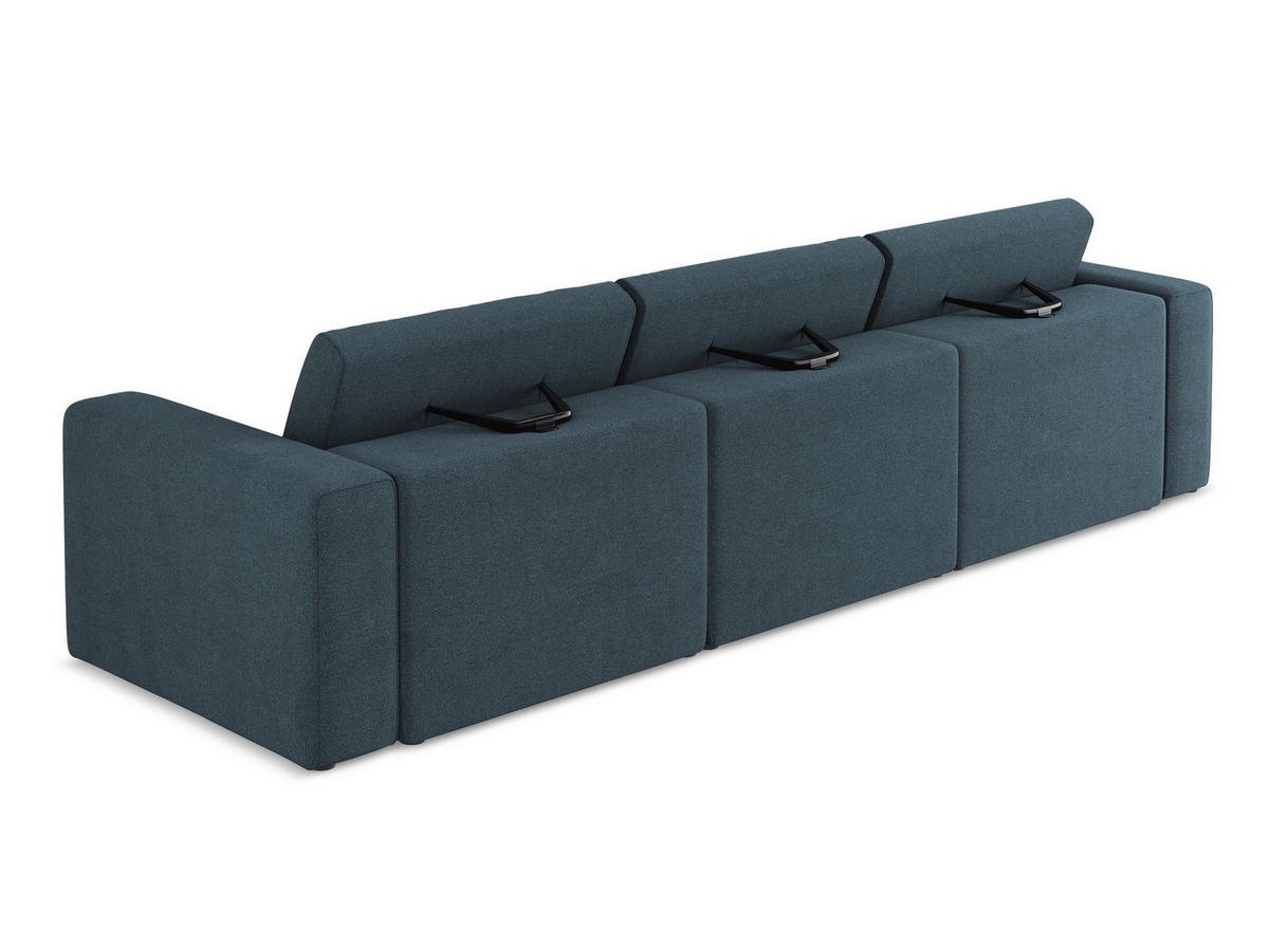 4-SITZER-SOFA Strukturstoff Stoff Blau - Blau/Pink, Kunststoff/Textil (314/80/103cm) - Makamii