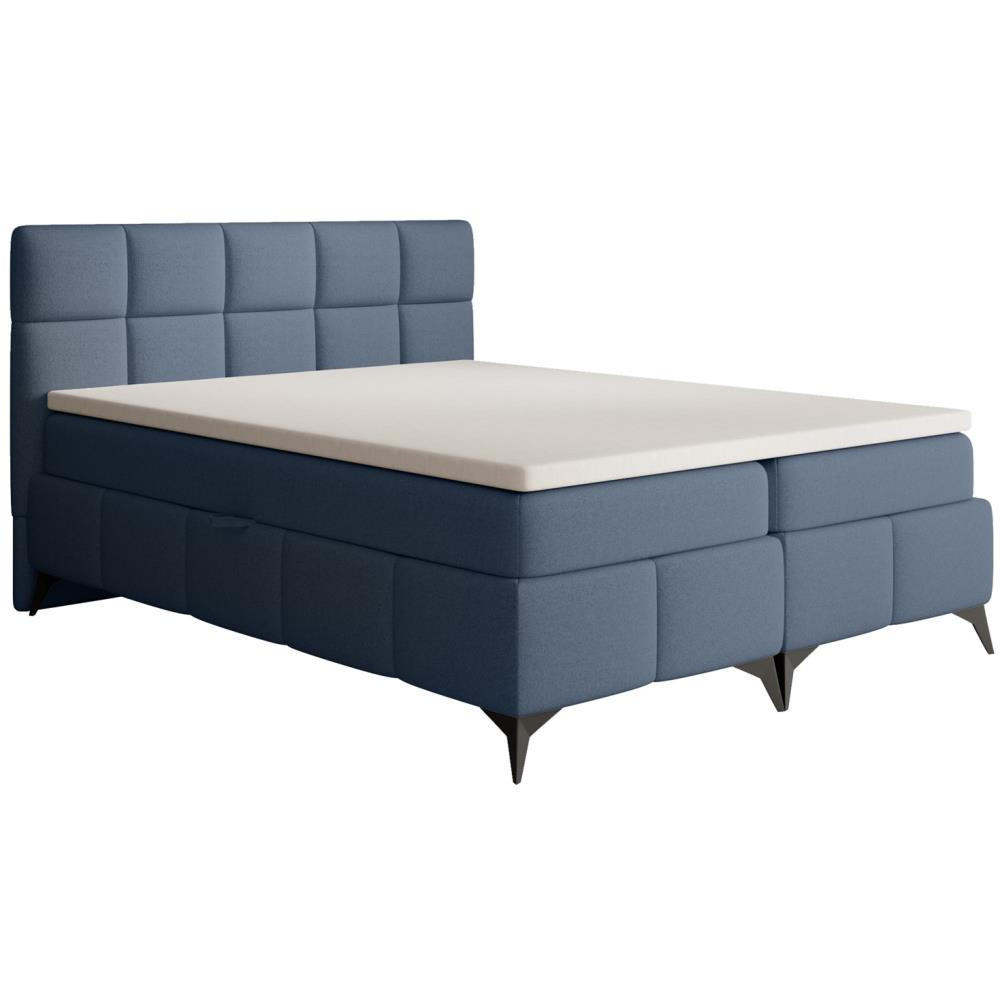 BOXBETT Solido mit Bettkasten 160x200 cm blau - Blau/Schwarz, Textil/Metall (160/200cm) - Beautysofa