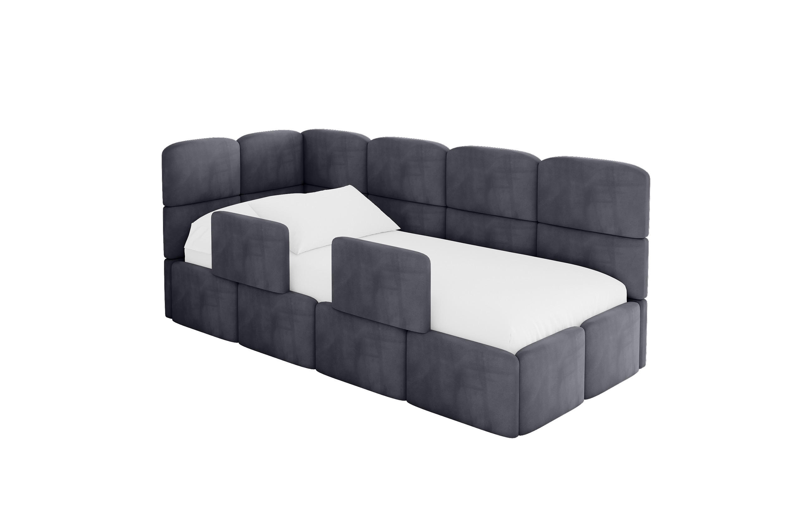 ALTDECOR JEDNOLŮŽKOVÁ POSTEL pro mládež s úložným prostorem, vpravo - KIVY 80x200 tmavě šedá