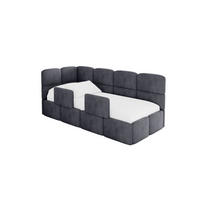 EINZELLBETT Jugendbett mit Bettkasten, Rechts - KIVY 100x200 Dunkelgrau - Dunkelgrau, Holzwerkstoff/Textil (100/200cm) - ALTDECOR