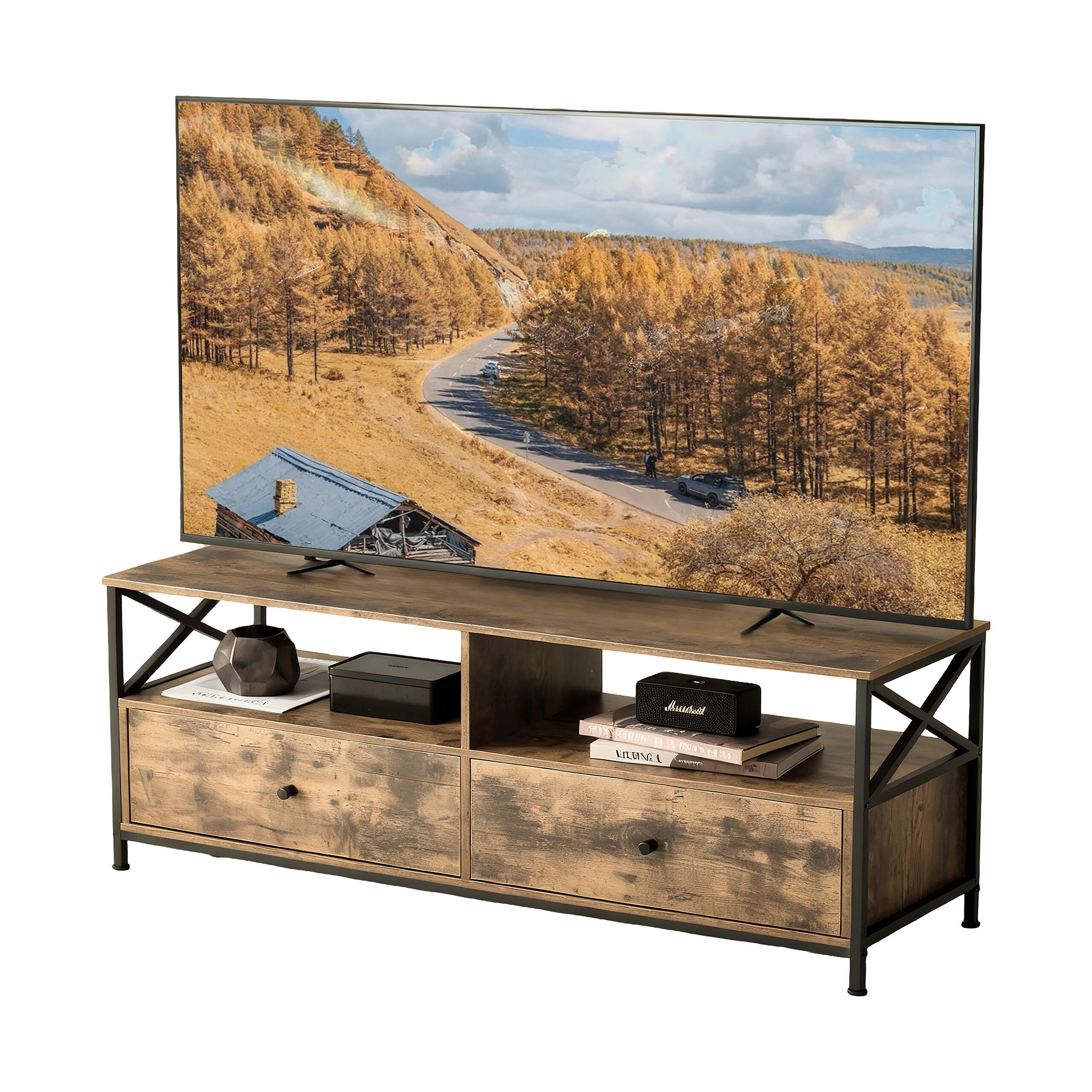TV-LOWBOARD - Braun, Holzwerkstoff/Metall (120/50/40cm) - Relaxdays