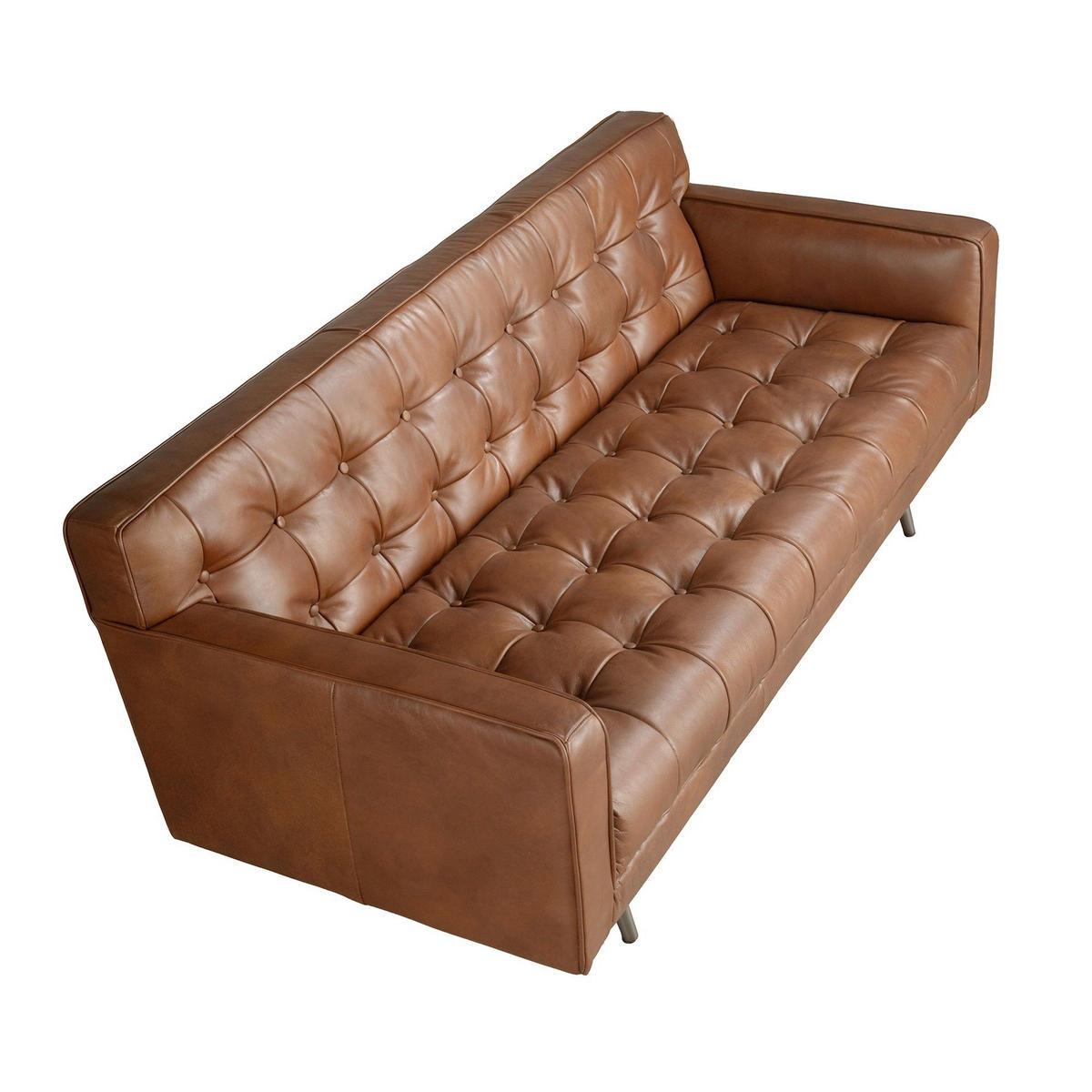 CHESTERFIELD-SOFA Klassisch Dunkelbraun Dunkler Stahl 180/79/70 cm - Braun, Leder/Metall (180/70/79cm) - ANGEL CERDA