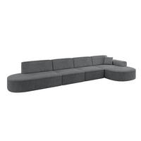 ECKSOFA Ottomane Rechts MARI-L3 - 402x163x73,5 cm Dunkelgrau Cord - Dunkelgrau/Schwarz, Holzwerkstoff/Kunststoff (402/163cm) - ALTDECOR