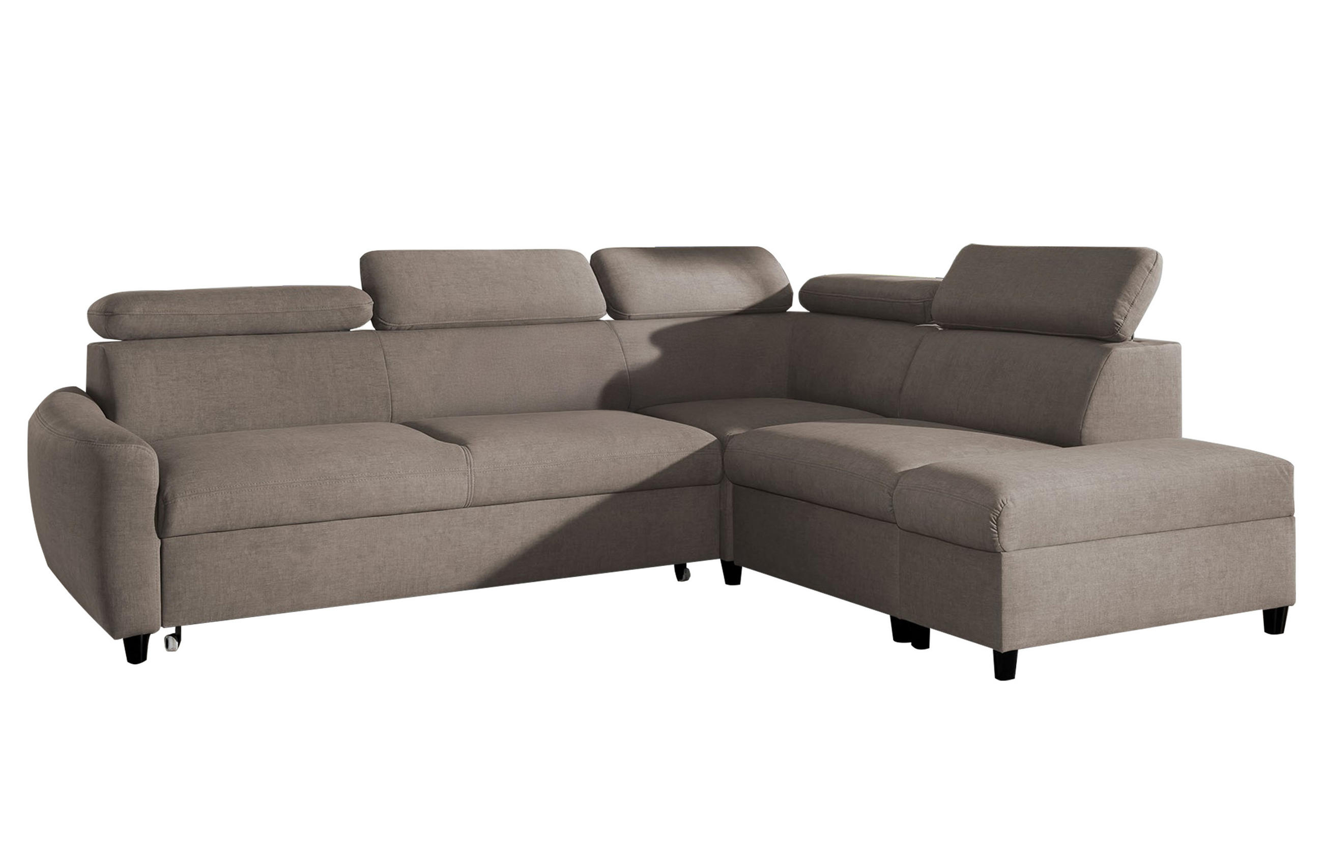 ECKSOFA L Form Olettio Braun 265/205/96 cm Rechts mit Schlaffunktion - Schwarz/Braun, Kunststoff/Textil (265/205cm) - AX Living
