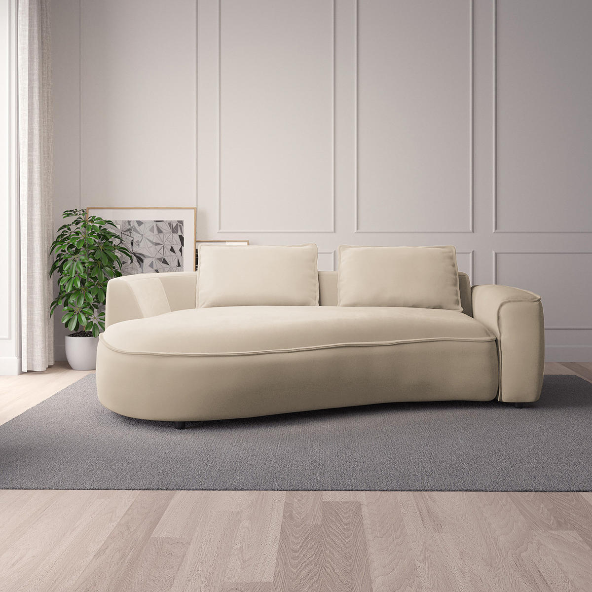 2,5-SITZER SOFA - Beige/Schwarz, Kunststoff/Textil (217/82/146cm) - home24