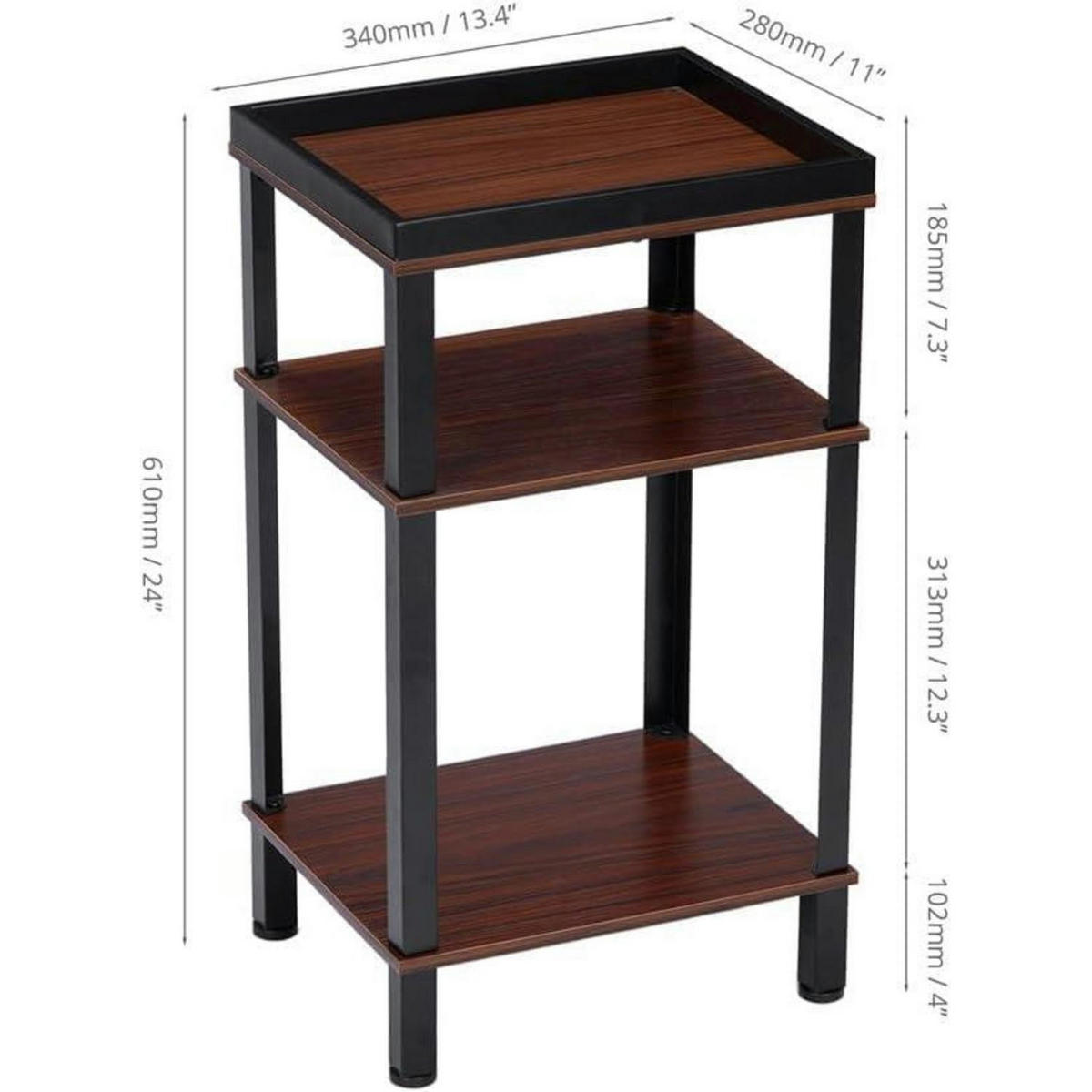 BEISTELLTISCH Industrial Design Holzoptik Dunkelbraun 61 x 34 x 28 cm - Braun, Holzwerkstoff (28/34/61cm)