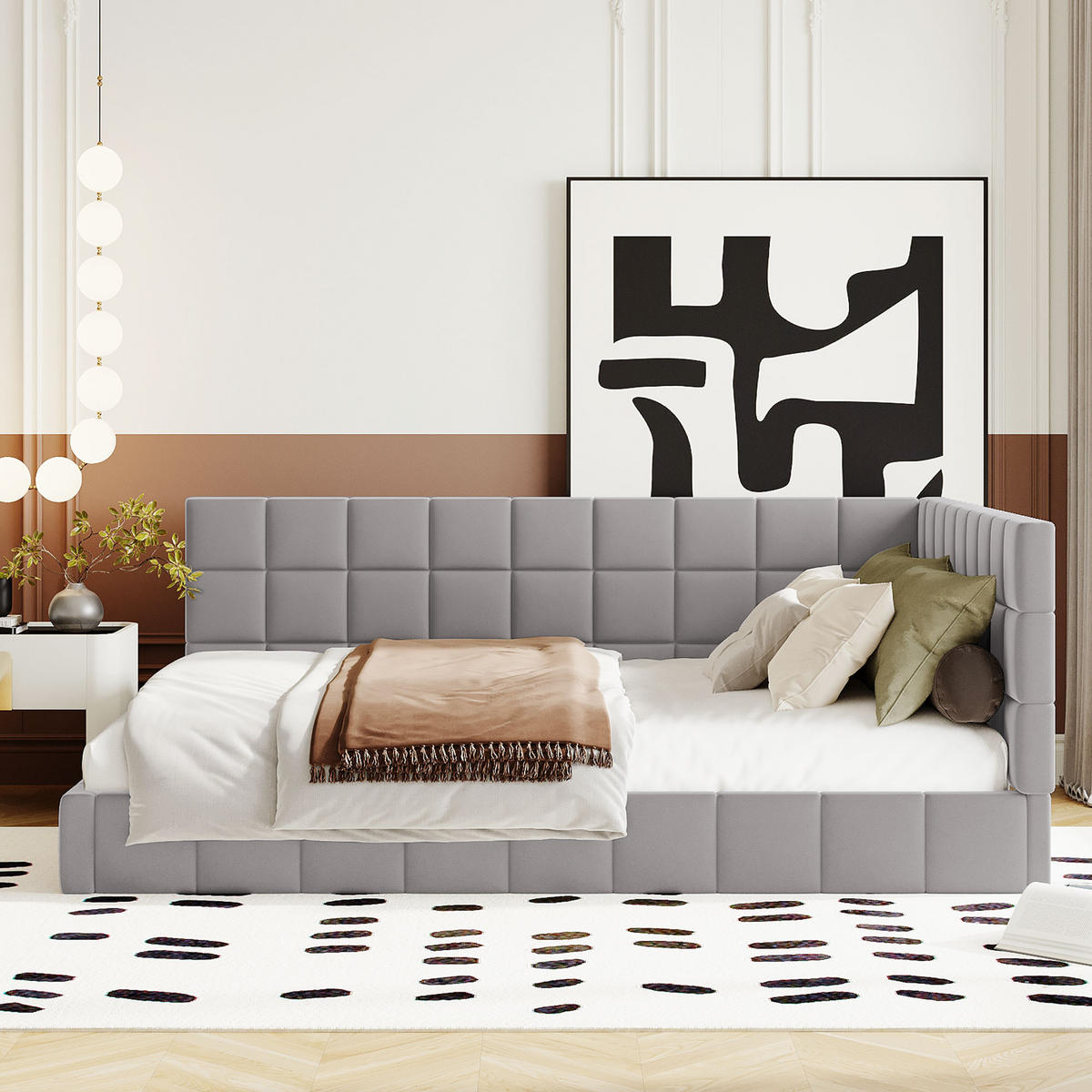 POLSTERBETT 140x200 Samt grau - Grau, Textil (140/200cm) - LEBENLANG