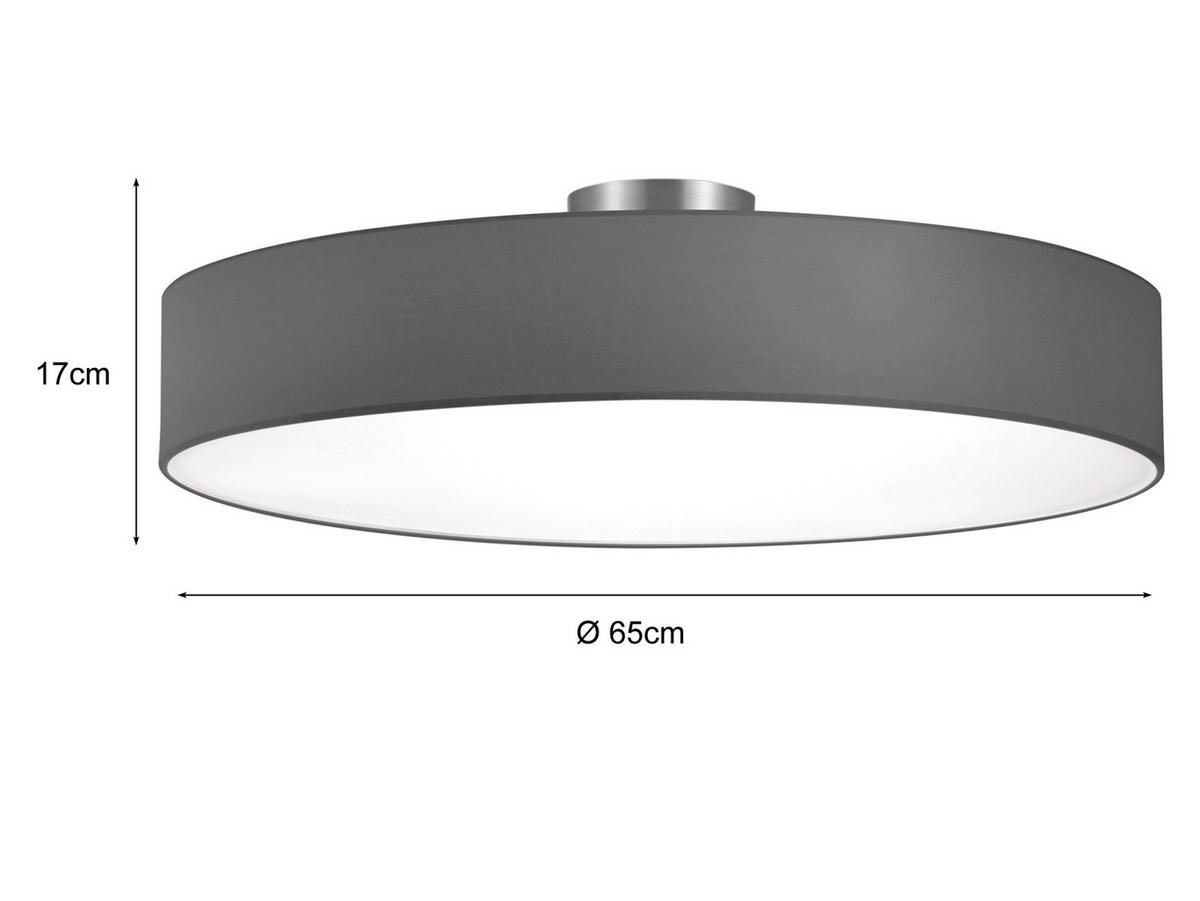 LED-DECKENLAMPE Ø65cm, Lampenschirm Stoff Grau - Grau, Textil (65/65/17cm) - meineWunschleuchte
