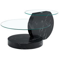 COUCHTISCH in Schwarz Wohnzimmertisch mit zwei Ebenen aus Sicherheitsglas für Wohnzimmer, B90/T70/H44 cm - Transparent/Schwarz, Glas/Holzwerkstoff (89.9/89.9/43.2cm) - STILVORA
