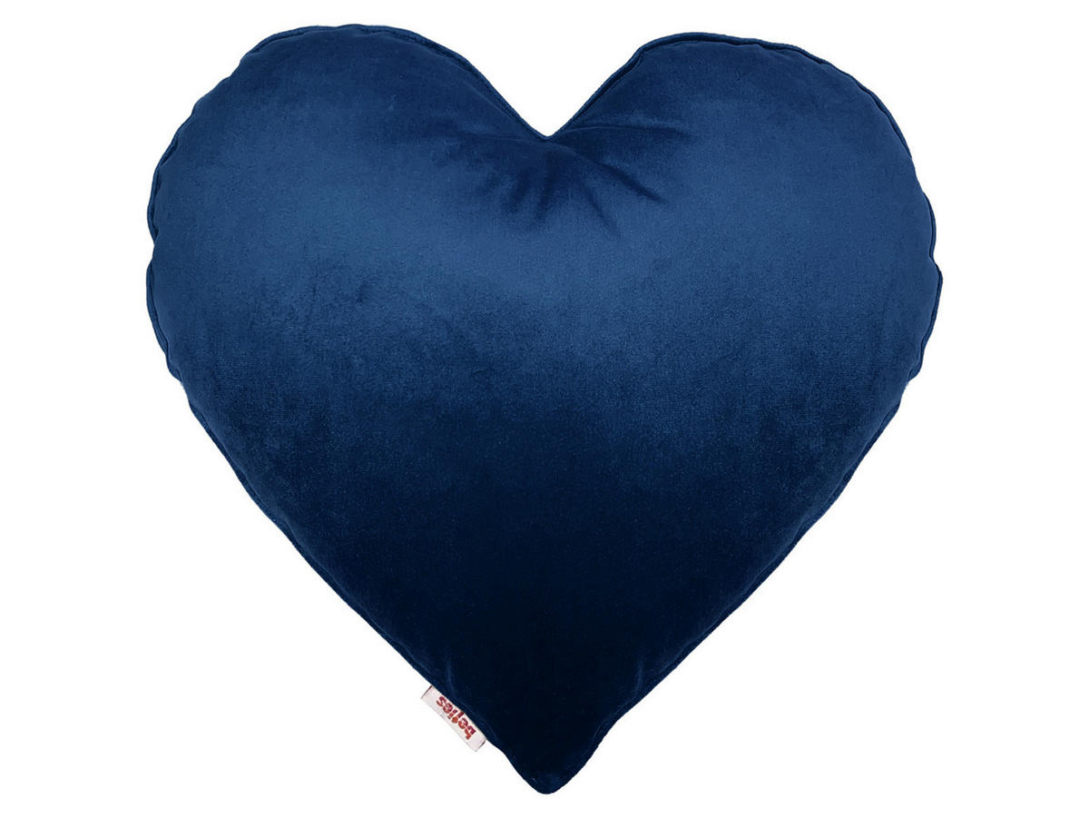 HERZKISSEN Samt&Sonders admiral-blau 35x32 cm - Blau, Textil (34/32cm) - beties Heimtextil