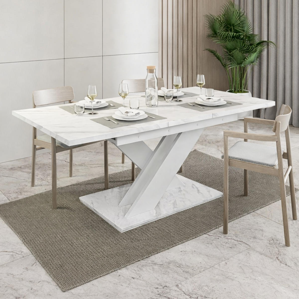 ESSTISCH Bianco Weiß Marmoptik Ausziehbar 140 - 180 cm - Weiß, Holzwerkstoff (140/80/75cm) - PROSPERO