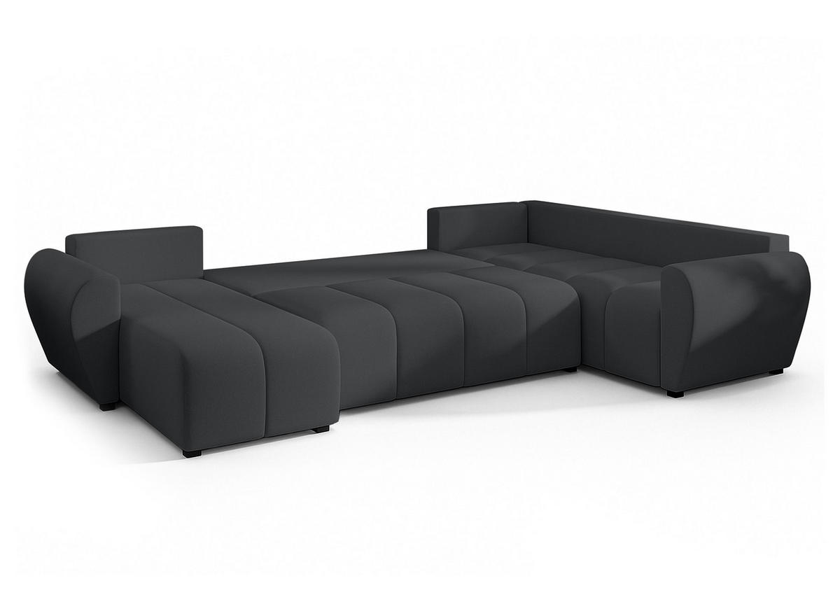 WOHNLANDSCHAFT Malatya U Form MAX Dunkelgrau 311/145/82 cm mit Schlaffunktion - Dunkelgrau/Schwarz, Kunststoff/Textil (208/82/303cm) - AX Living
