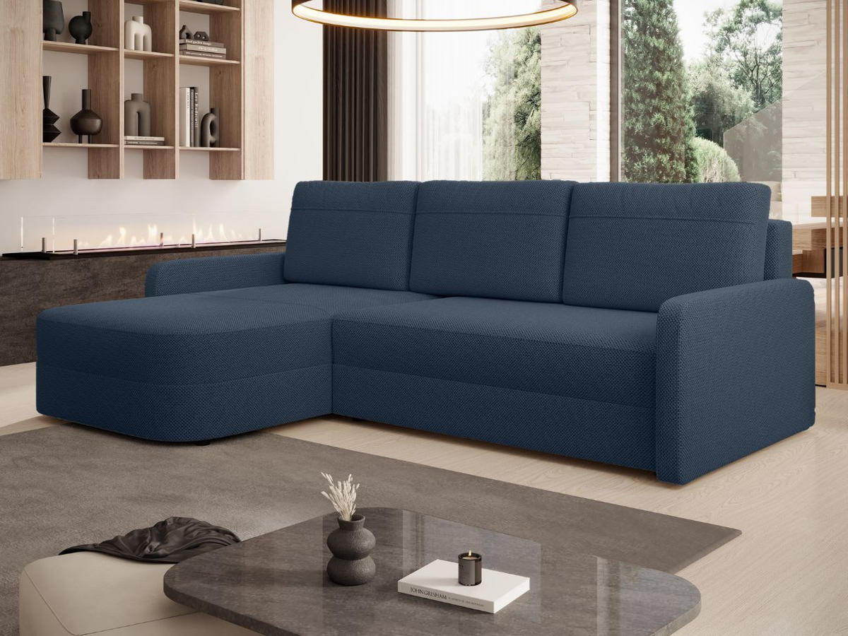 ECKSOFA Arvento Dunkelblau - Schwarz/Dunkelblau, Holz/Kunststoff (250/170cm) - Graingold