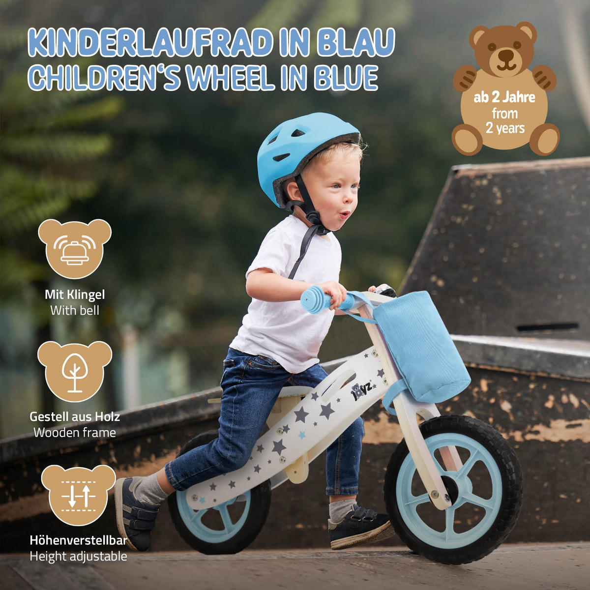 LAUFRAD - Blau, Holz (54cm)