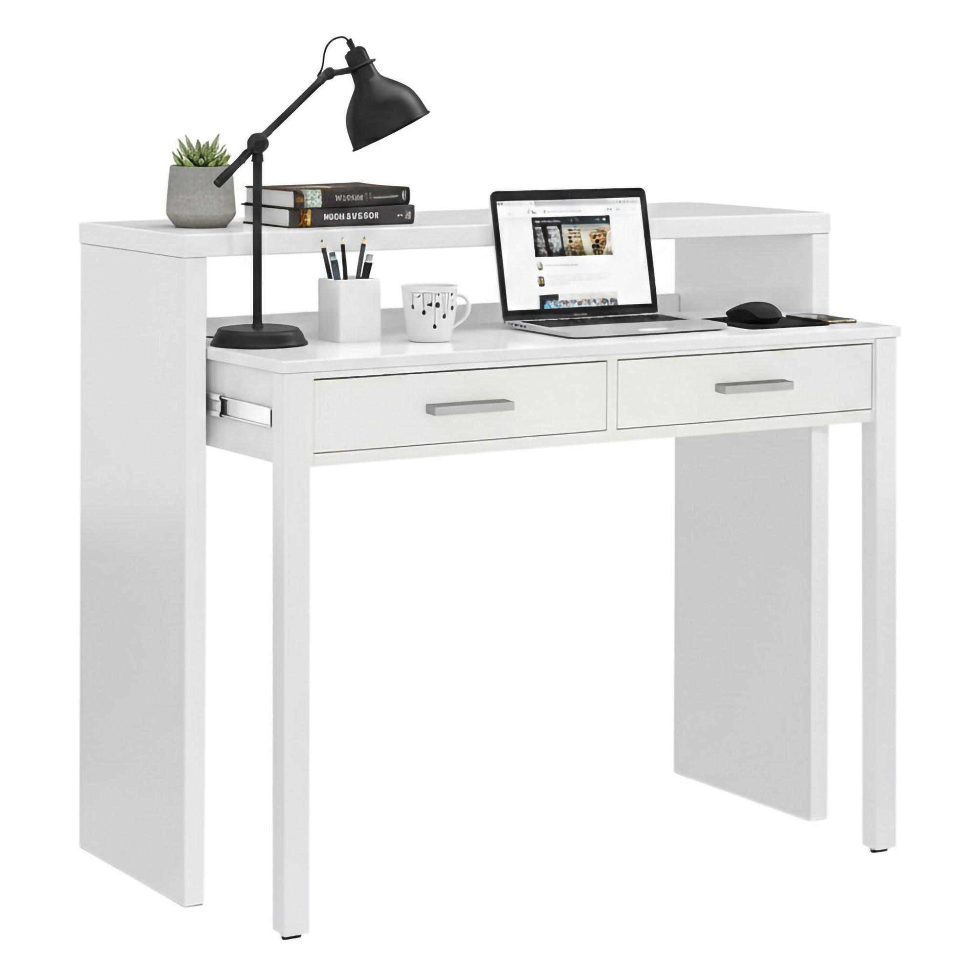SCHREIBTISCH Weiß 36/98.5/87.5 cm - Weiß, Holzwerkstoff (36/99/88cm) - DMORA