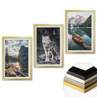 WANDBILDER 3er Set - 40x60 cm Goldrahmen - Berge, Seen, Wölfe, Natur - Goldfarben, Kunststoff (40/60cm) - ArtPrintCave