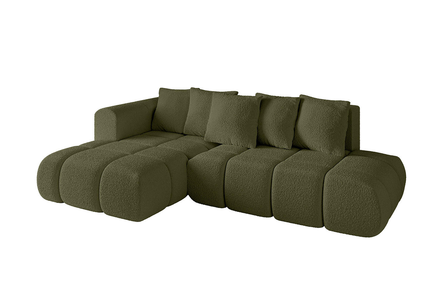 ECKSOFA Ottomane Links CLOUD-L-v1 280x185x90 Grün Bouclé - Grün, Holzwerkstoff/Kunststoff (180/289cm) - ALTDECOR