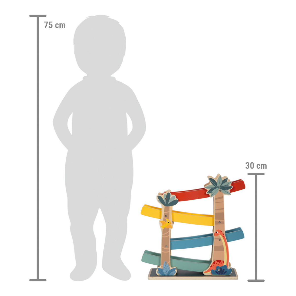 KUGELBAHN „DINO“ - Naturfarben, Holz (9/30/26cm) - small foot