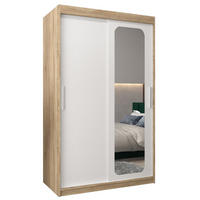 SCHWEBETÜRENSCHRANK 200/120/62 2-türig - Silberfarben/Weiß, Holz/Kunststoff (120/200/62cm) - Abiks Möbel
