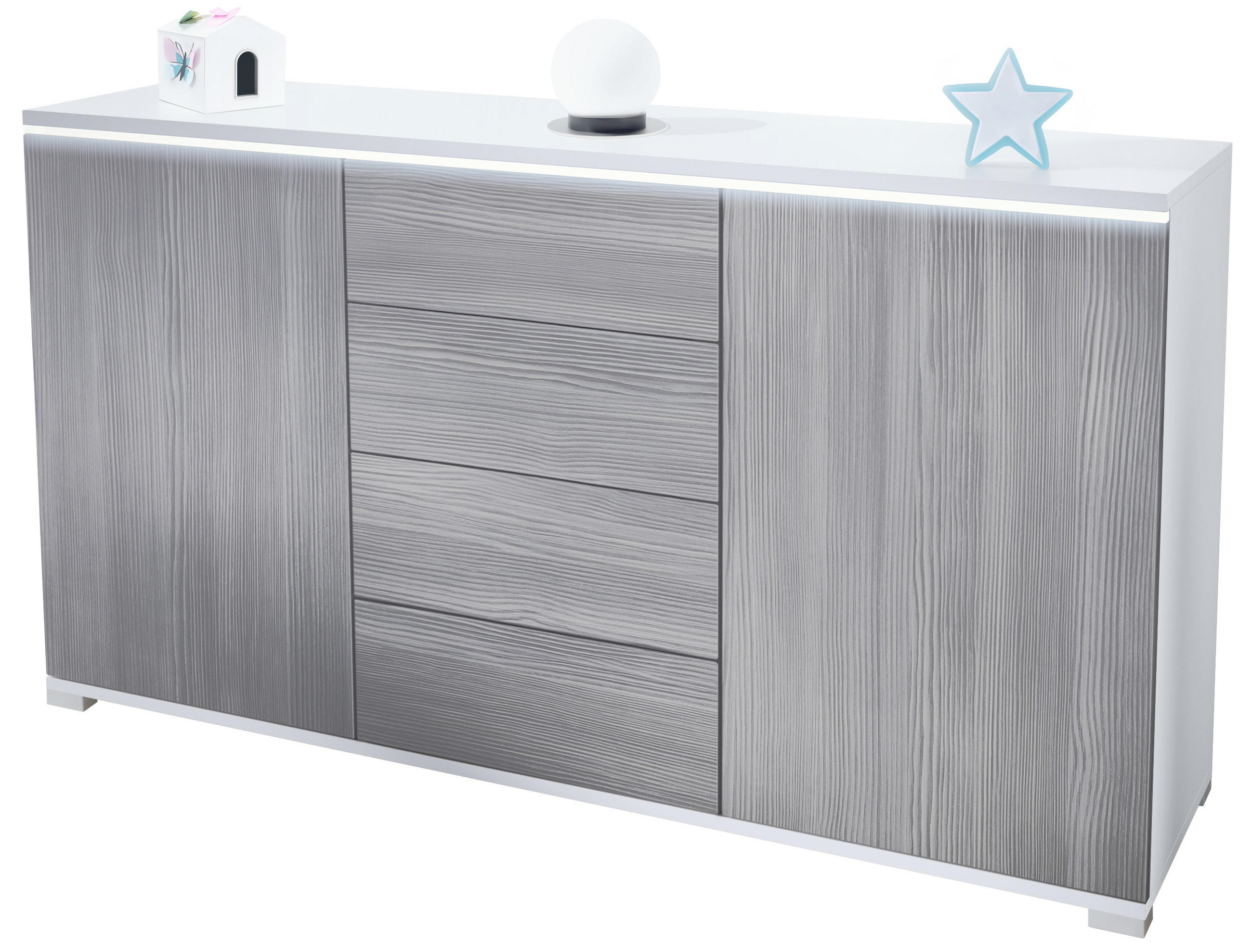 Vladon Sideboard Anthrazit 138.5x75.5x35 cm