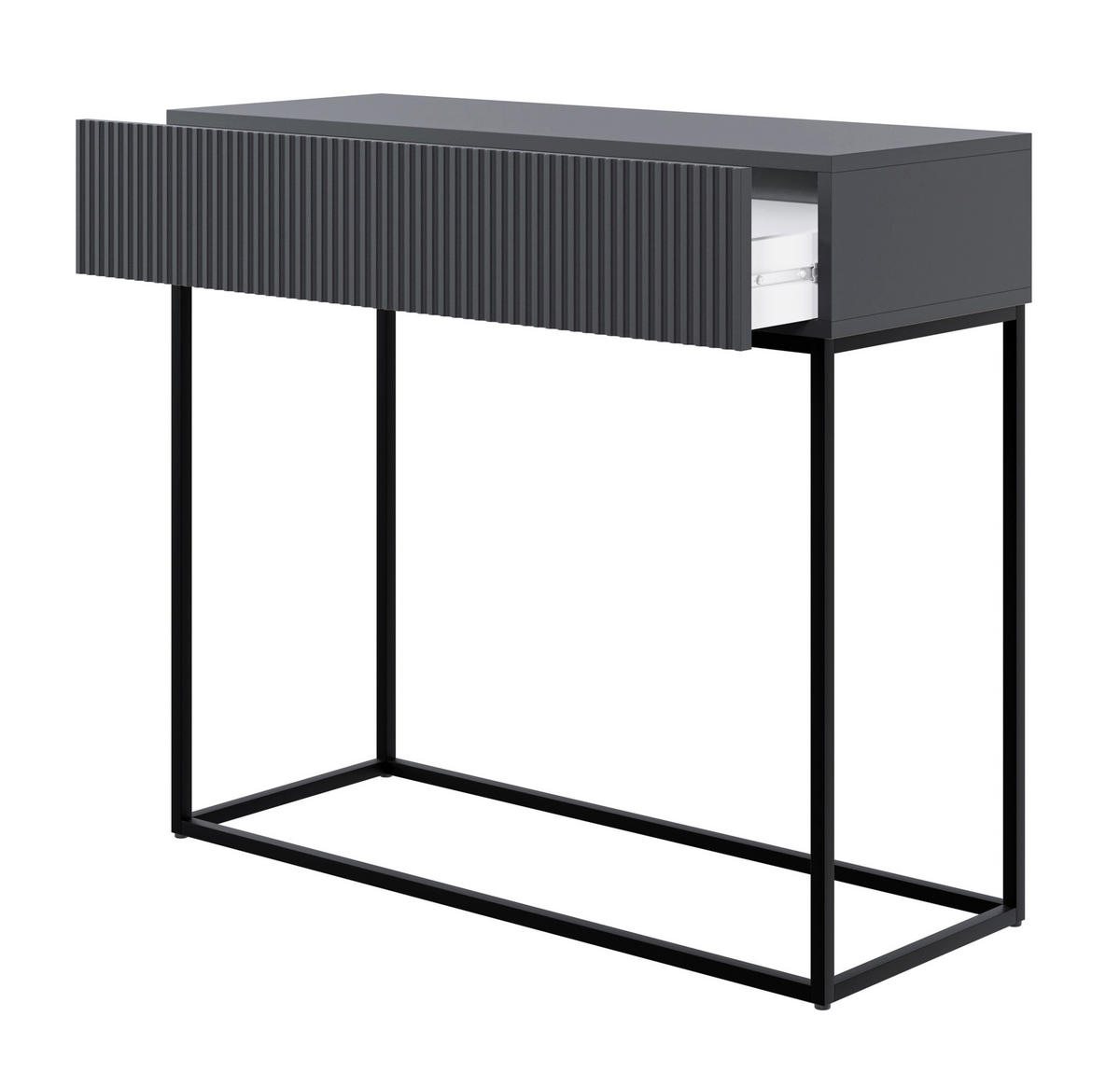 KONSOLENTISCH Veldio Schwarz mit schwarzen Beinen 90 cm - Schwarz, Holzwerkstoff/Metall (35.6/90/79cm) - Selsey