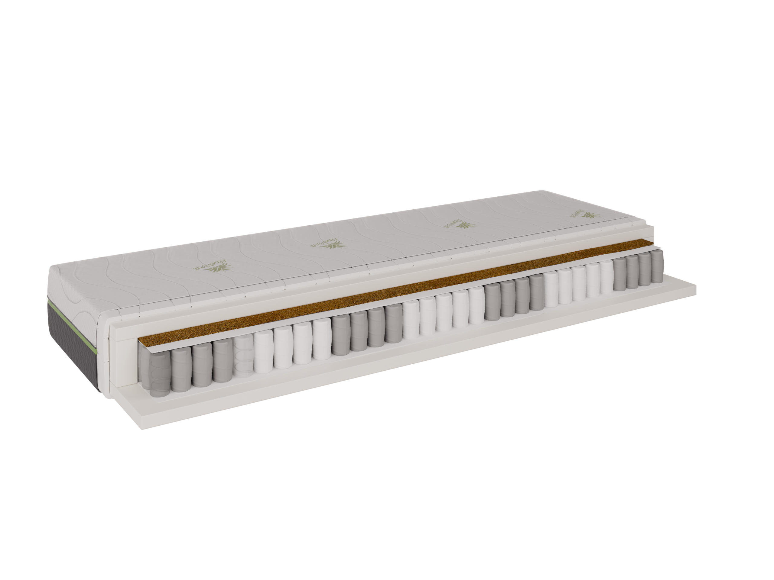 TASCHENFEDERKERNMATRATZE 7Komfortzonen ARLAN 90/200 cm Pocketkokos Matratze (21 cmH) - Weiß, Textil - Panda Möbel