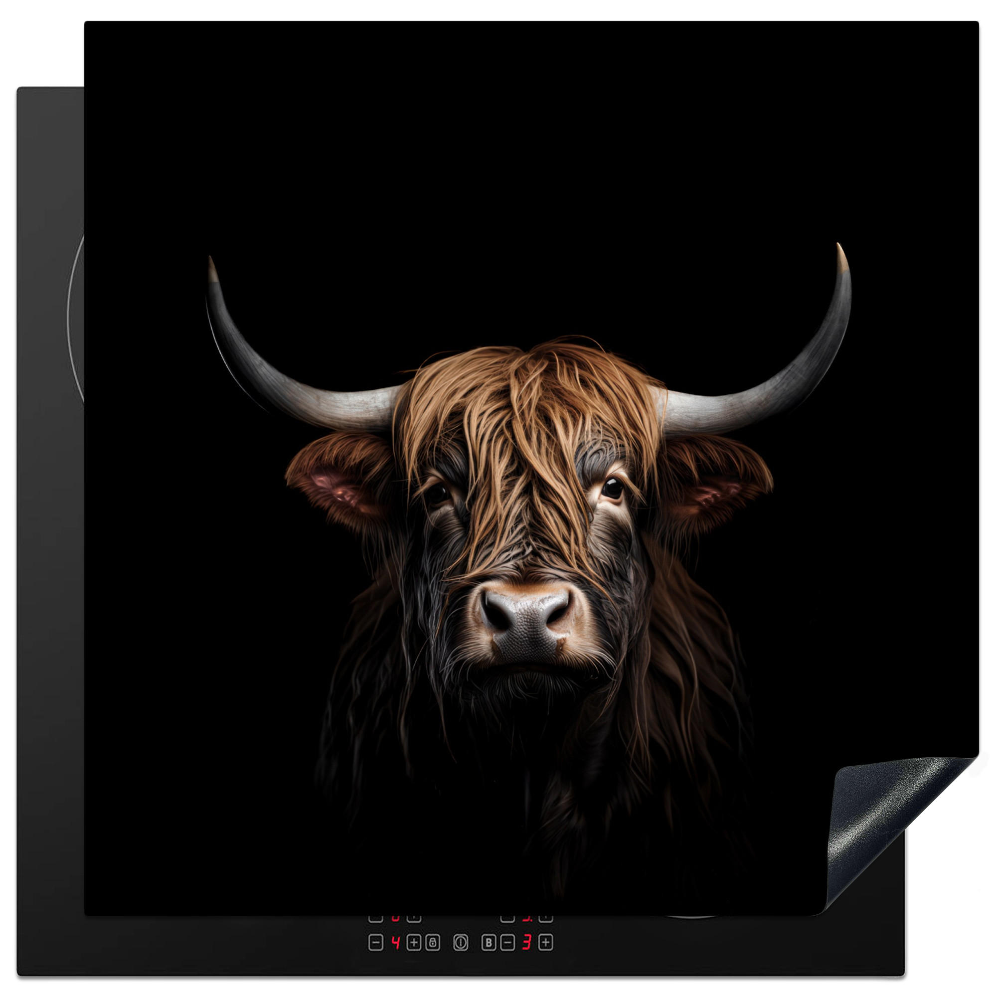 HERDABDECKPLATTE Schottischer Highlander - Porträt - Schwarz - Tier 78x78 cm - Braun, Kunststoff (78/0.2/78cm) - MuchoWow