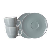 ESPRESSOTASSEN MIT UNTERTASSEN Suomi Blau 90 ml 2er Set - Blau, Keramik (0.09L) - Ritzenhoff Breker
