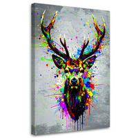 LEINWANDBILD Bunter Hirschkopf Abstrakt 40x60cm - Multicolor, Textil (40/60cm) - Feeby