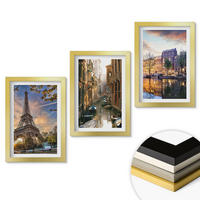 WANDBILDER 3er Set - 20x30 cm Goldrahmen - Eiffelturm Venedig Amsterdamer Kanäle - Goldfarben, Kunststoff (20/30cm) - ArtPrintCave