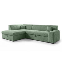 ECKSOFA L Form Minosa Salbeigrün 260/175/71 cm Links mit Schlaffunktion - Salbeigrün/Schwarz, Kunststoff/Textil (260/175cm) - AX Living
