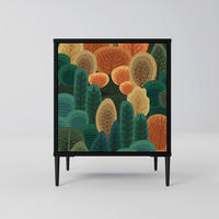 SIDEBOARD AUTUMN KALEIDOSCOPE, Schwarz, 57,5x42x72,5 cm, Schwarze Metallfüße - Multicolor/Schwarz, Holzwerkstoff/Metall (57.5/72.5/42cm) - SpaceRebels