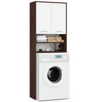 WASCHMASCHINENSCHRANK Wengefarben, Weiß 64x30x180 cm - Wengefarben/Silberfarben, Holzwerkstoff/Kunststoff (64/180/30cm) - Akord